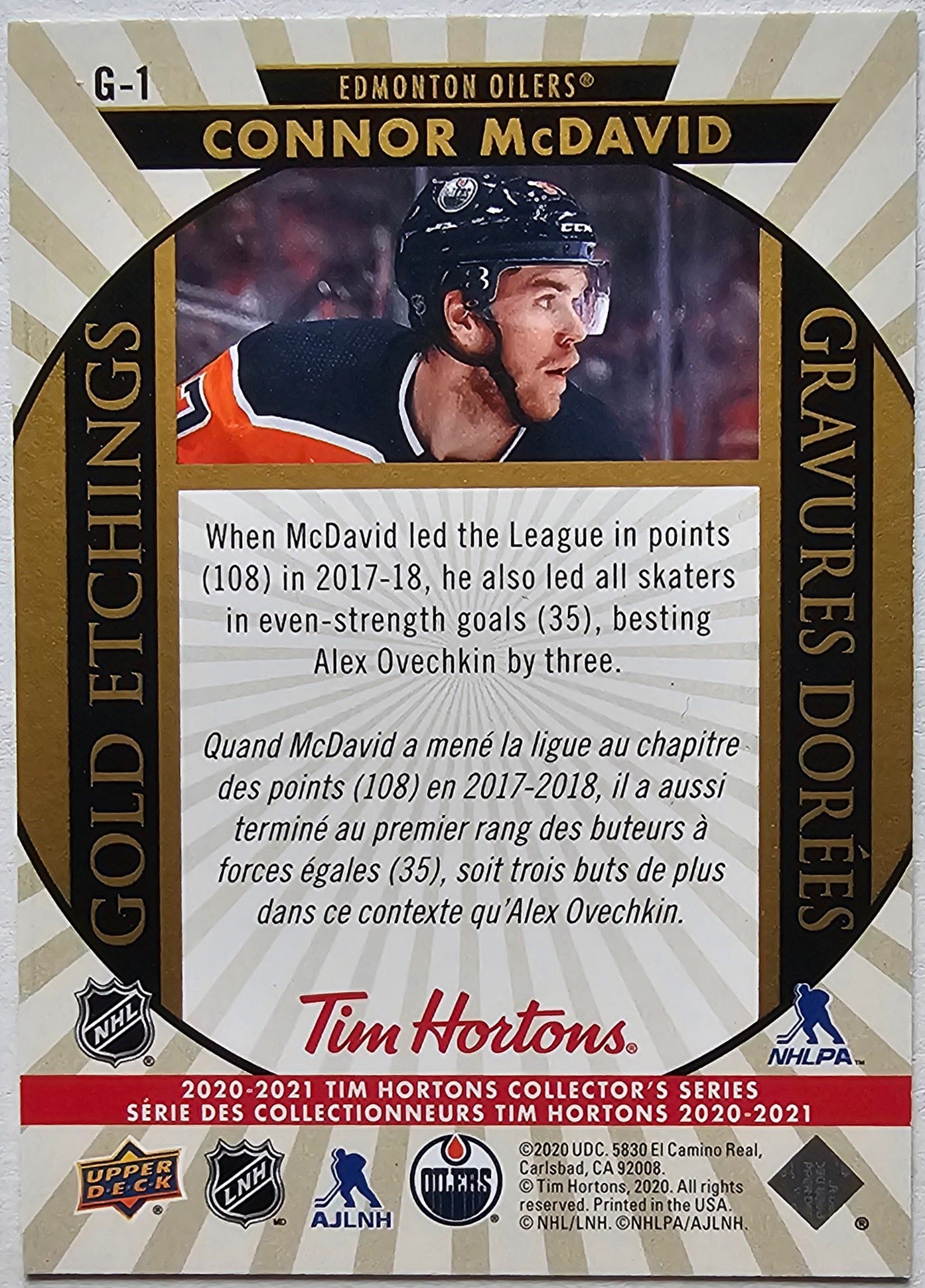 Connor McDavid | G-1 | Gold Etchings