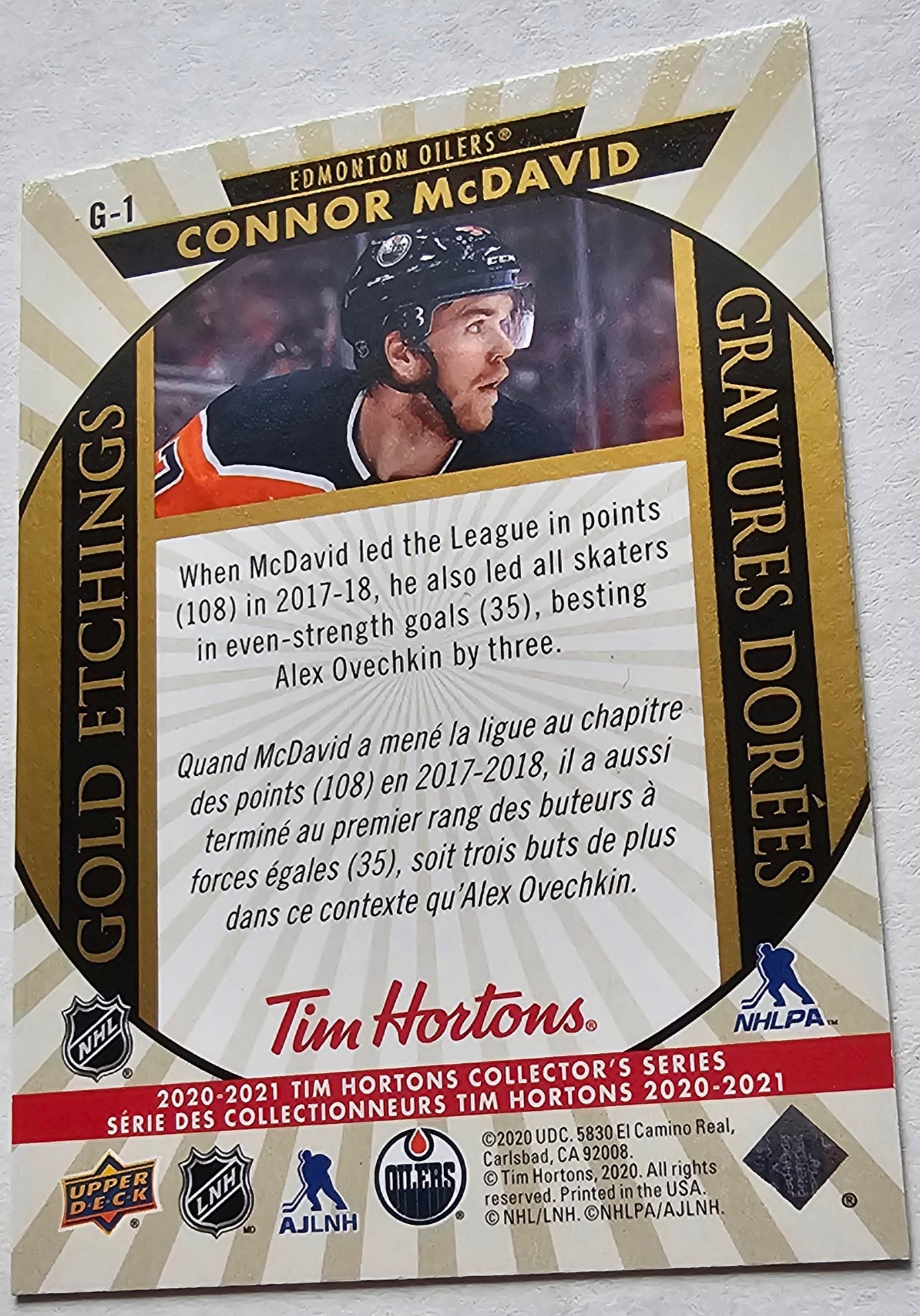 Connor McDavid | G-1 | Gold Etchings